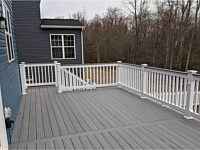 <b>TimberTech Reserve Storm Gray Decking with White Lincoln Vinyl Railing with a matching Storm Gray Cocktail Rail in Severn MD</b>